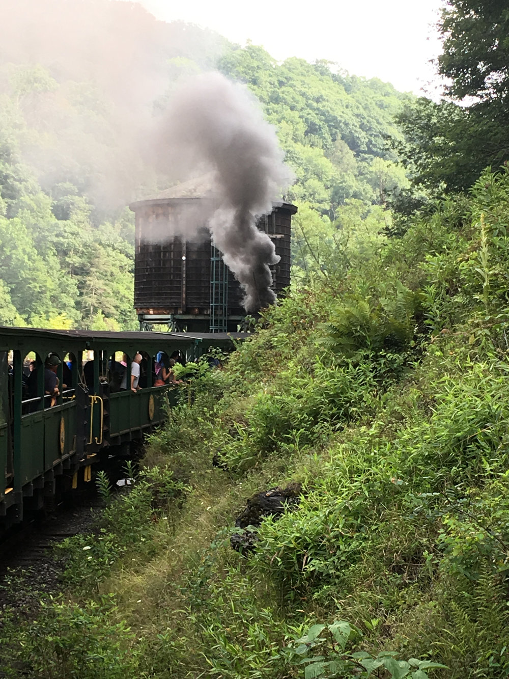  A view from the back. &nbsp;We were happy that we got to sit in the last car where it was a bit quieter and less sooty. Note the gorgeous winding mountain path. 