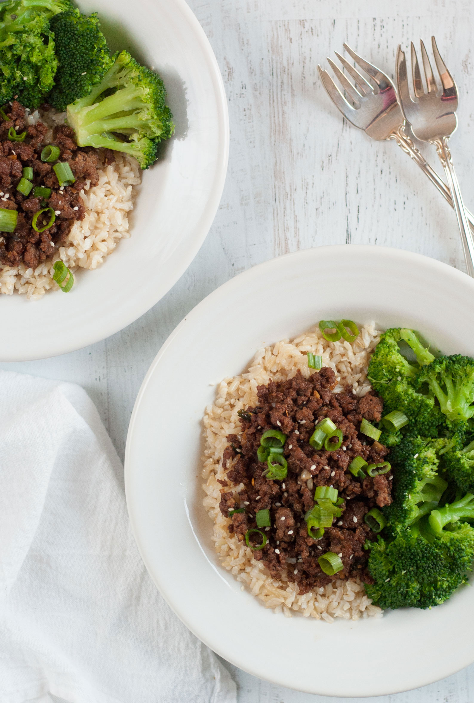 easy asian Korean ground beef dinner bowl