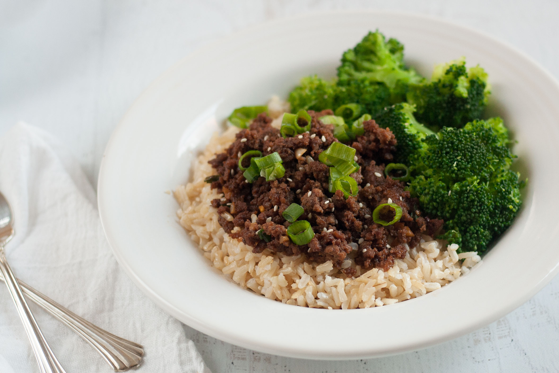 easy asian Korean ground beef dinner bowl