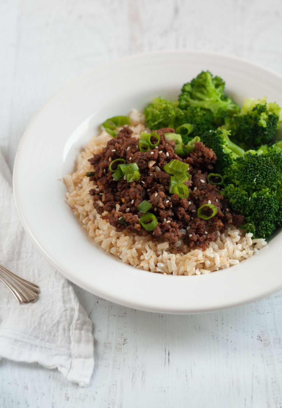 easy asian Korean ground beef dinner bowl