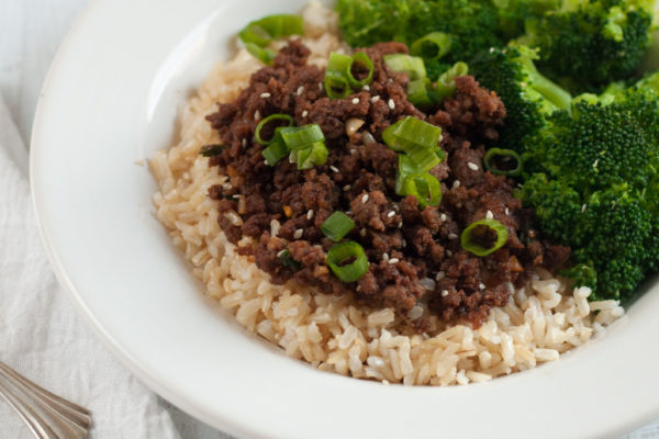 easy asian Korean ground beef dinner bowl