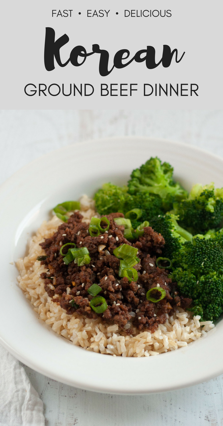 easy asian Korean ground beef dinner bowl