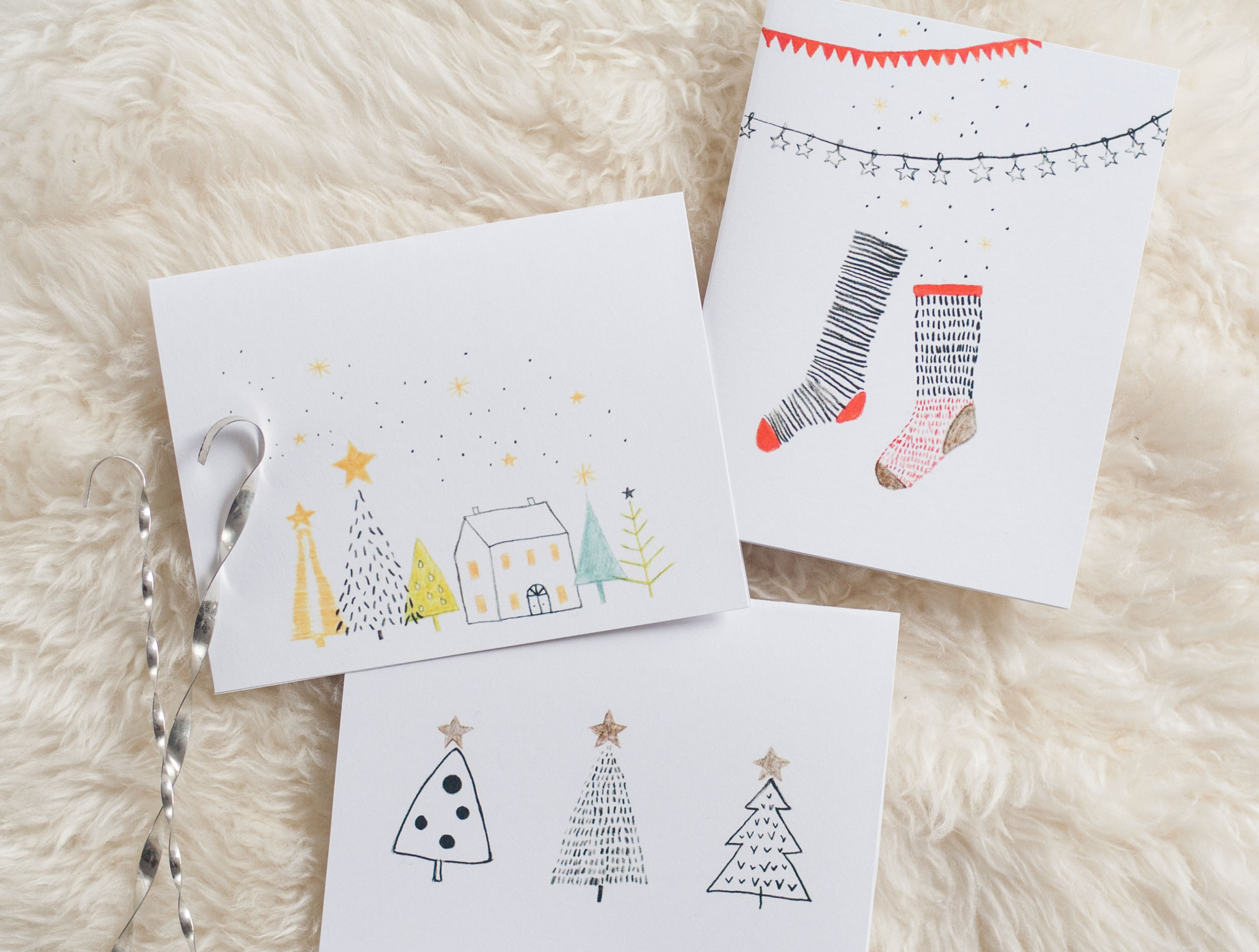 HAND ILLUSTRATED HOLIDAY CARDS: FREE PRINTABLES - Bit & Bauble