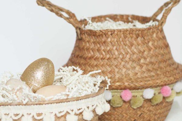 quick easy diy pom pom natural chic easter basket