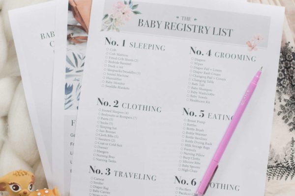 free printable chic simple baby registry checklist