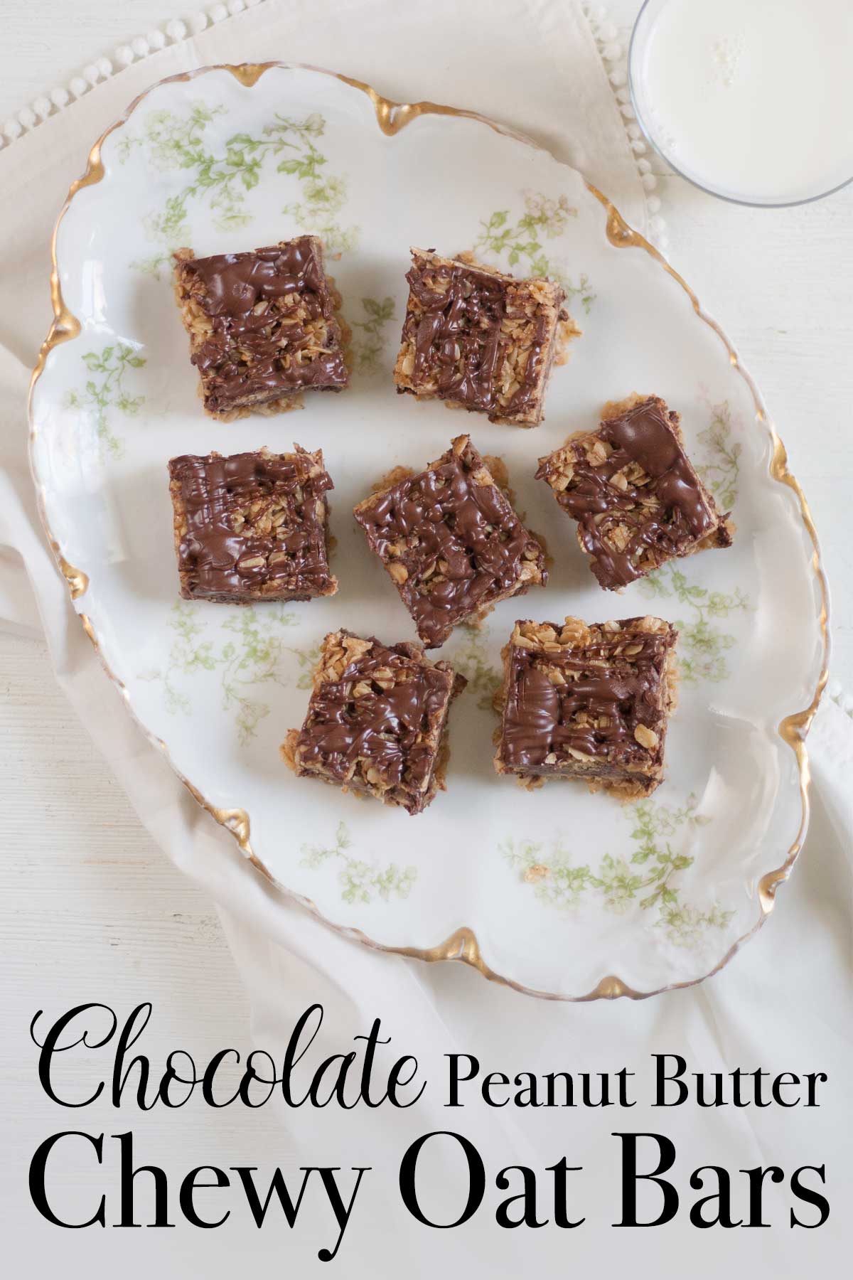 easy chocolate peanut butter chewy oat bars