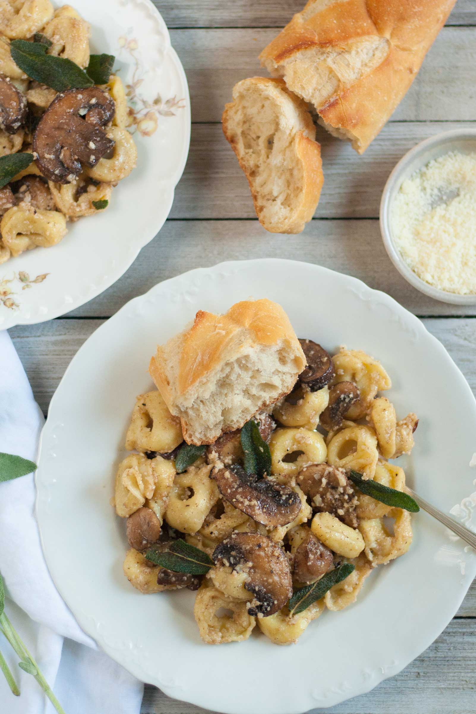 fast easy pasta brown butter sage mushroom tortellini