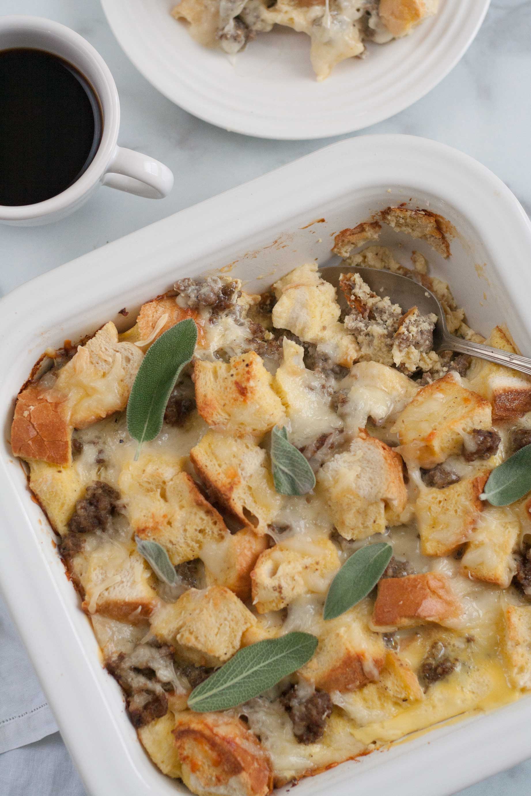 overnight make ahead easy breakfast sausage casserole strata recipe