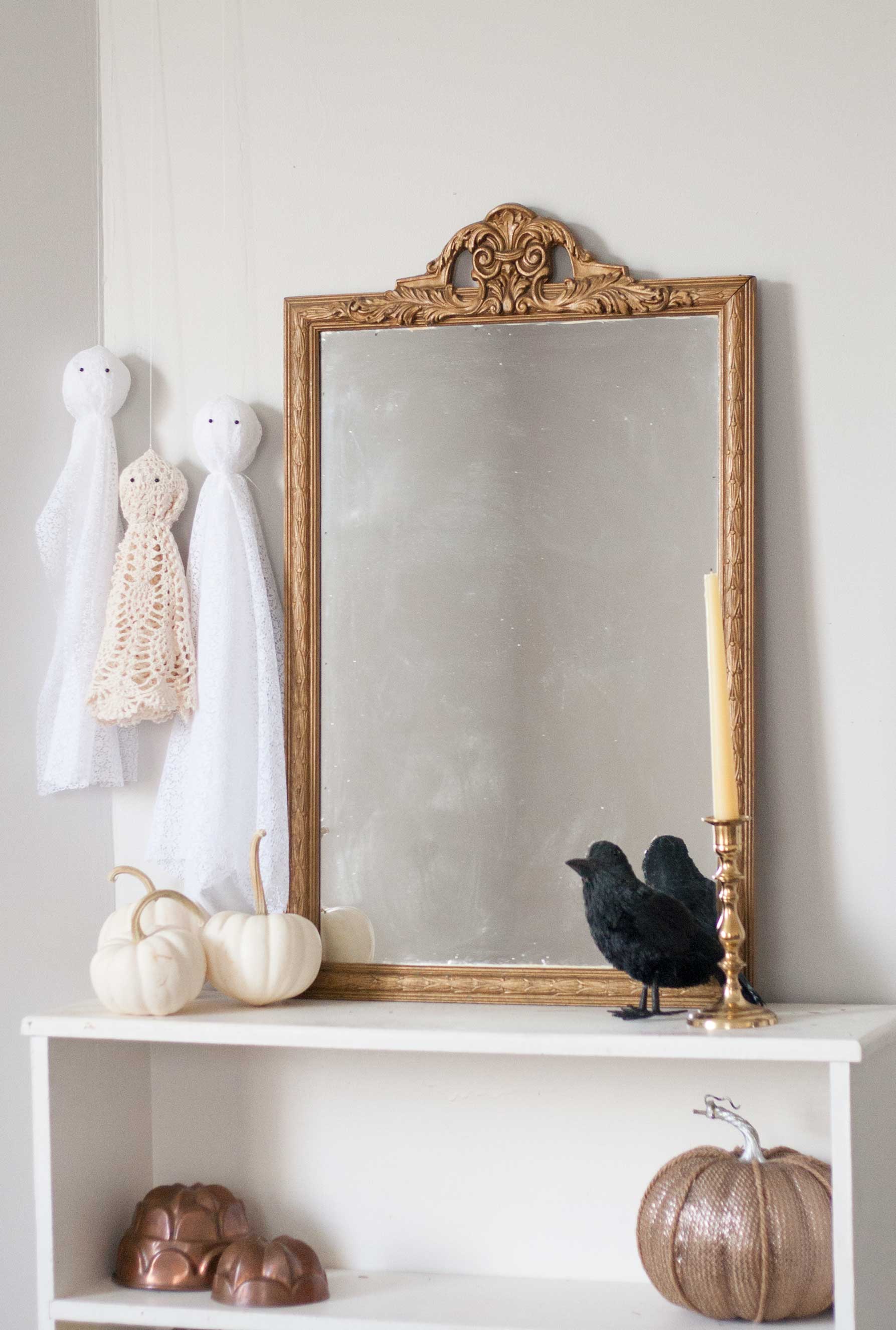 easy chic farmhouse antique vintage boho pretty halloween decoration diy lace ghosts