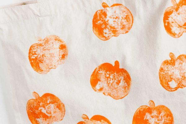 diy halloween canvas reusable trick treat bags potato stamps