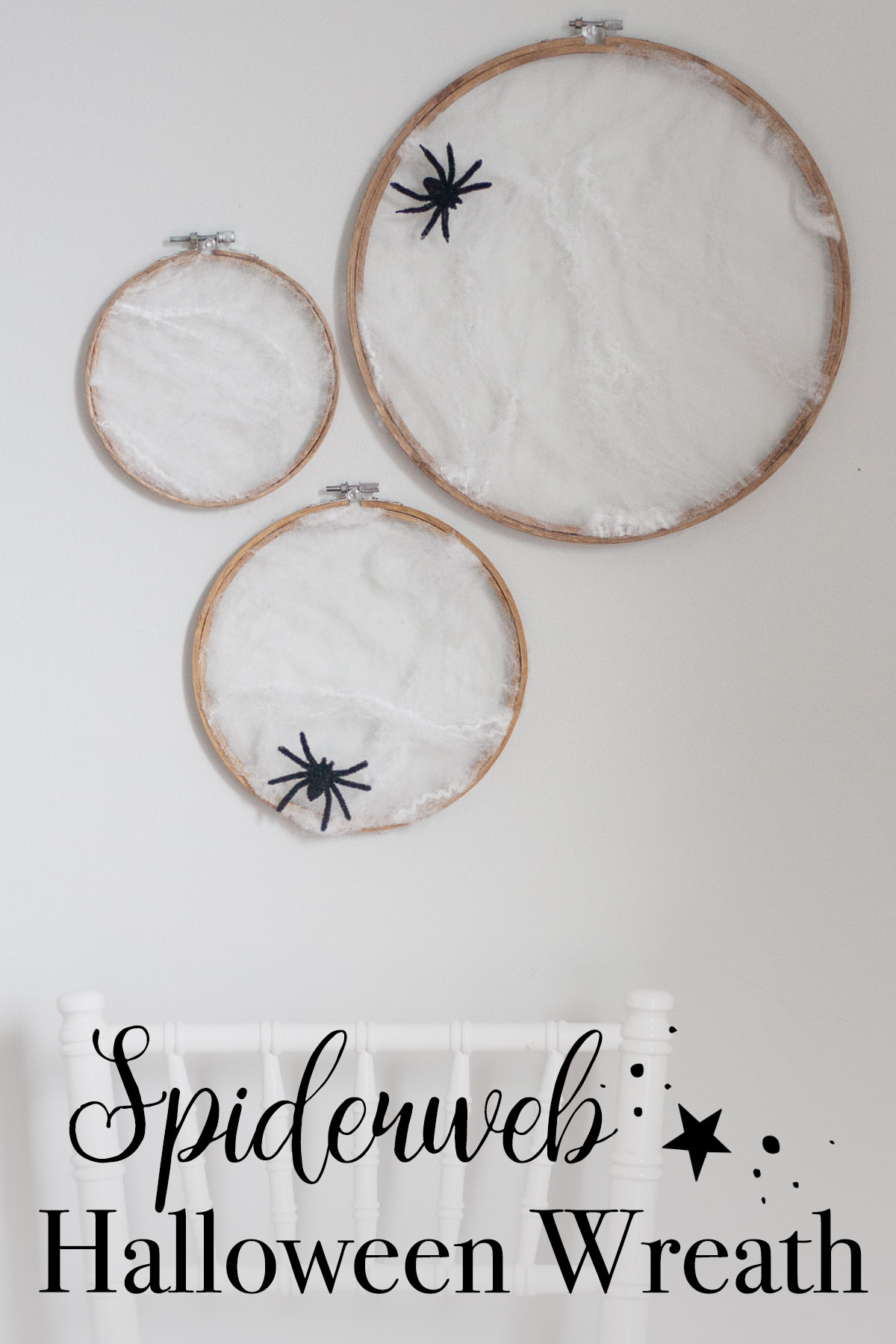 diy halloween craft decor spiderweb modern minimal wreath hoops