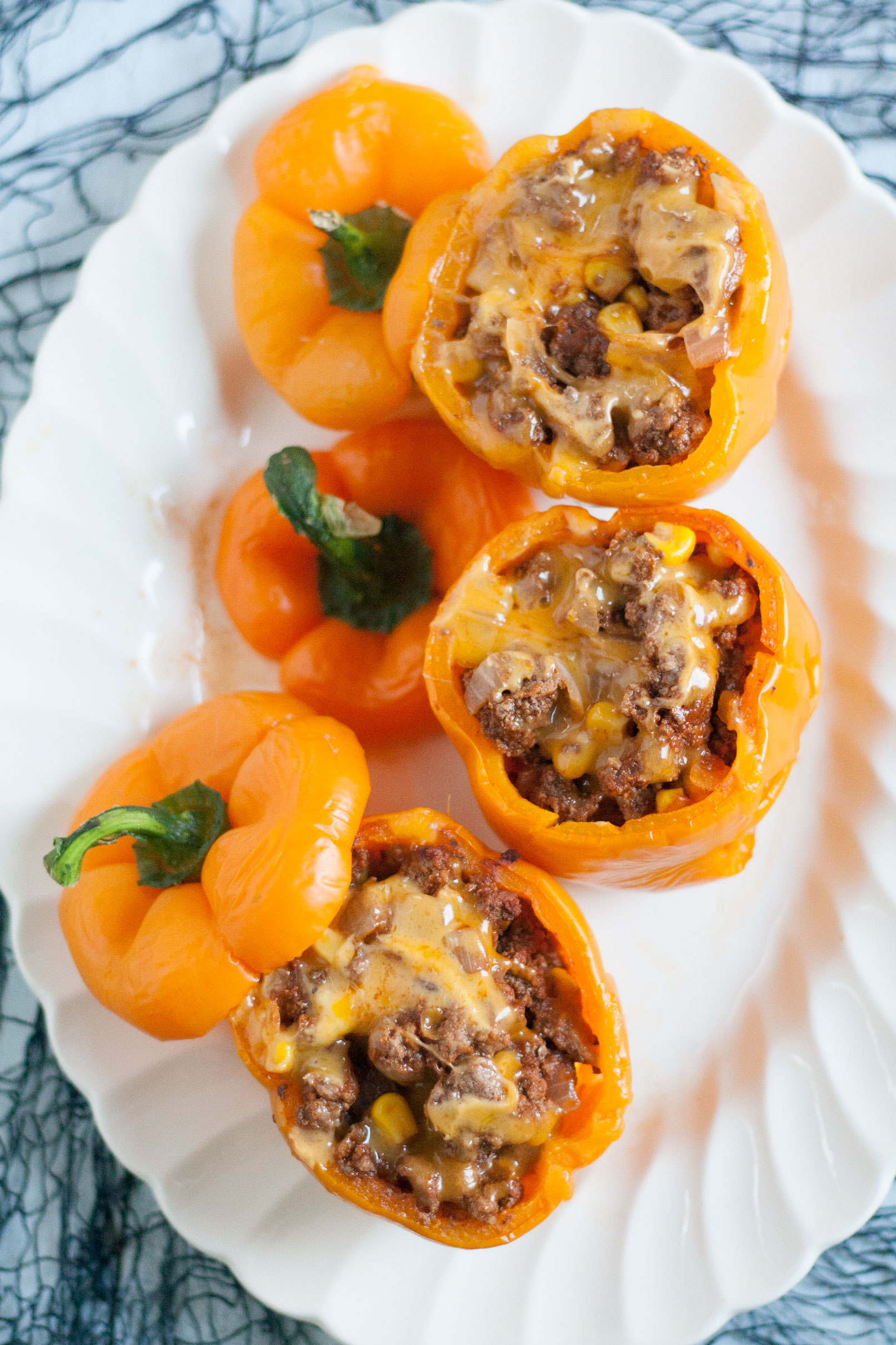 healthy halloween dinner food recipe stuffed pepper jack o lanterns