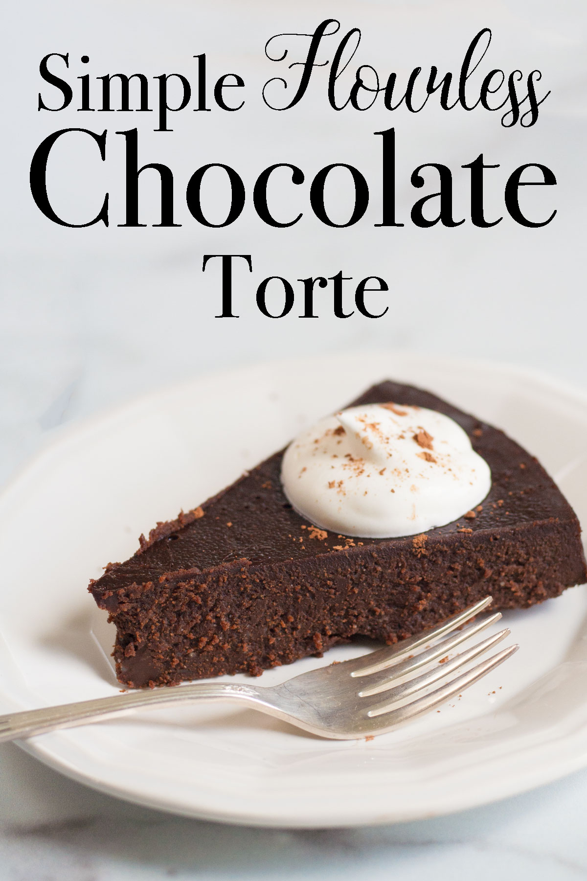 easy simple flourless chocolate torte cake 4 ingredient recipe 