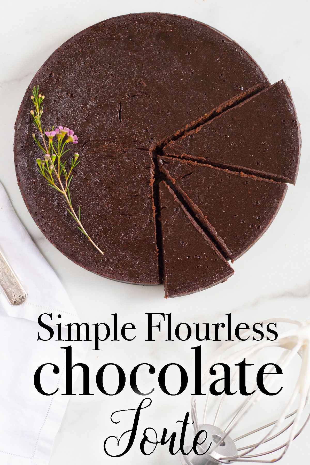 easy simple flourless chocolate torte cake 4 ingredient recipe 