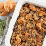 herb mushroom croissant stuffing dressing recipe holiday side dish thanksgiving christmas easy