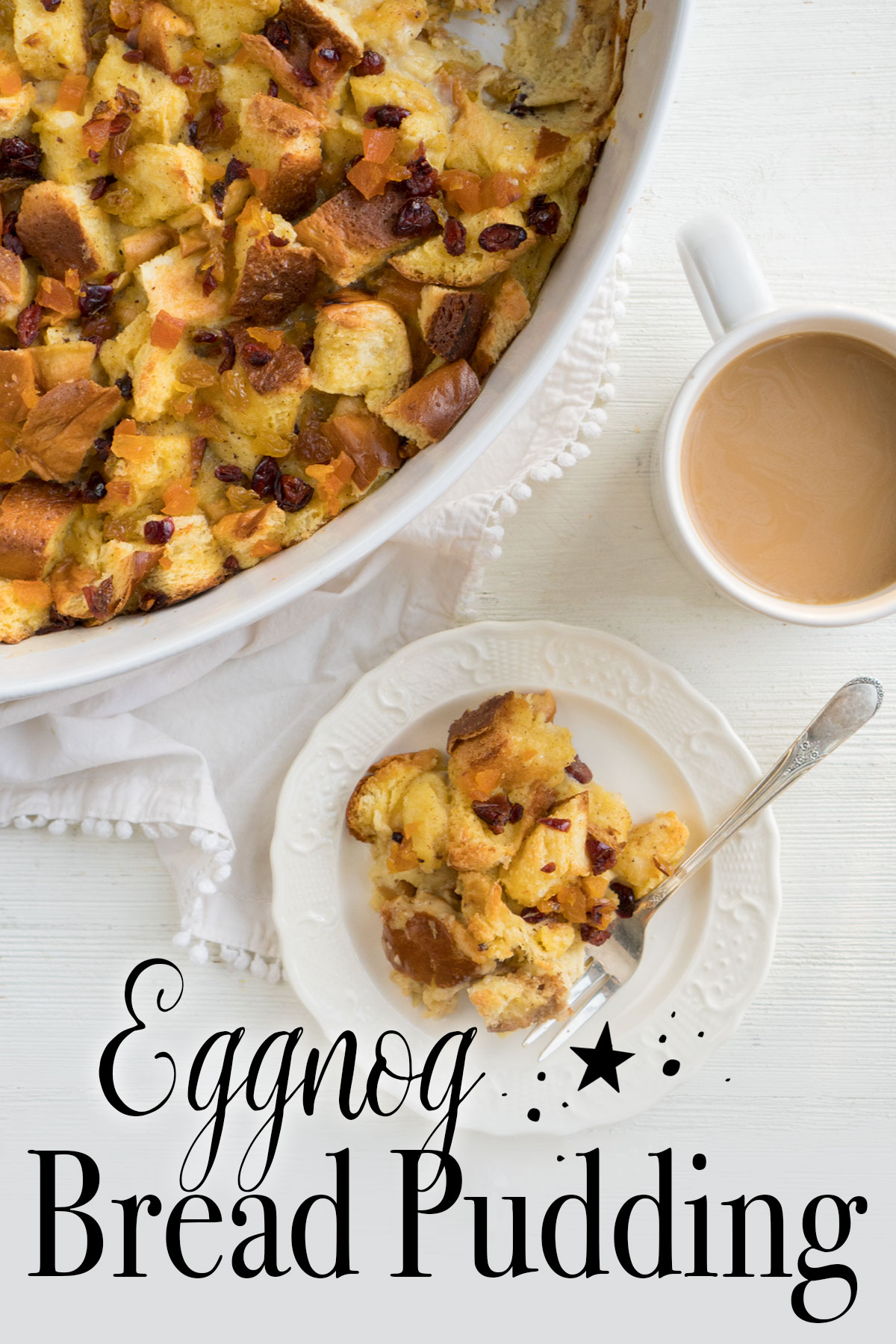 This sweetly spiced Eggnog Bread Pudding is an easy, make-ahead dish that can be served for an effortless Christmas morning breakfast or merry dessert.