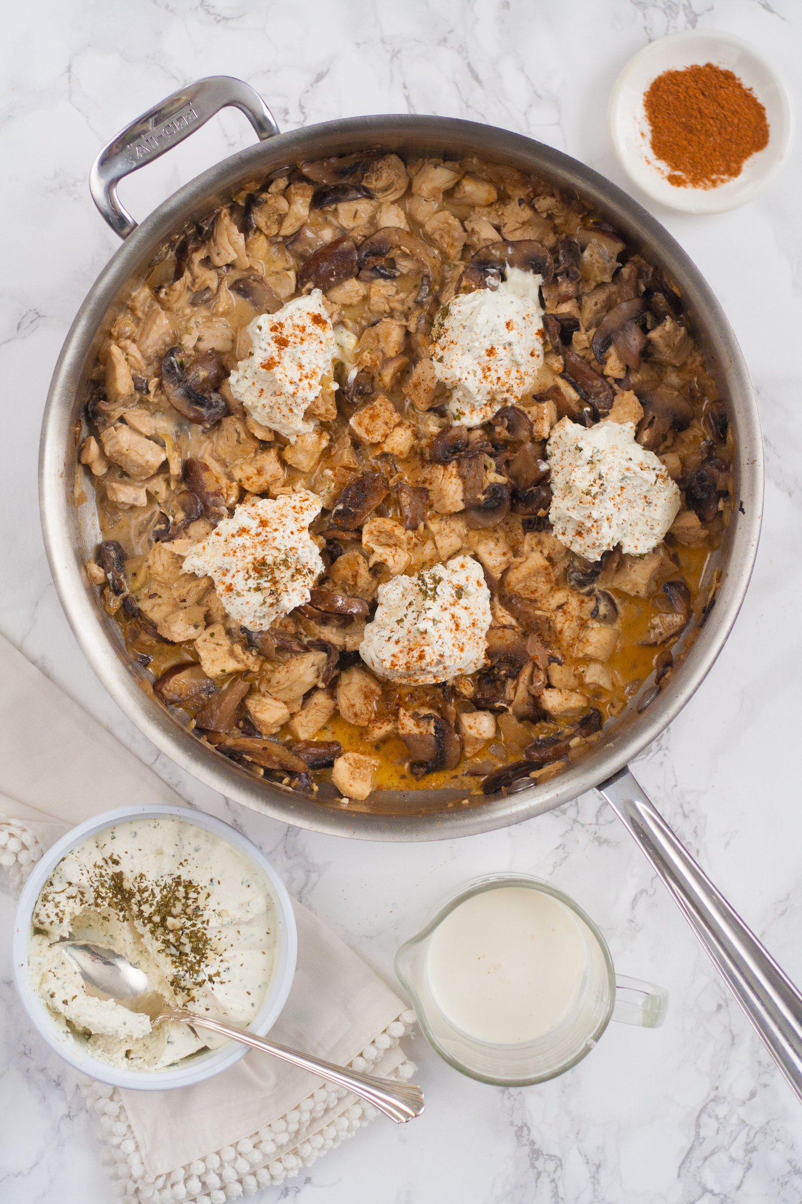 cajun-chicken-pasta-sherry-wine-mushroom-alouette-sauce-recipe